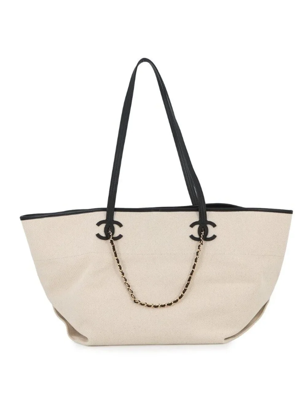 Chanel Tote CC Logo Small Shopping Canvas Calfskin 2-Way